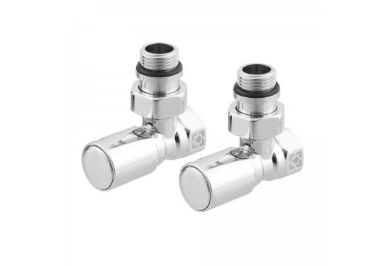 Комплект кутових радіаторних кранів з накидною гайкою і круглою ручкою RV-6012