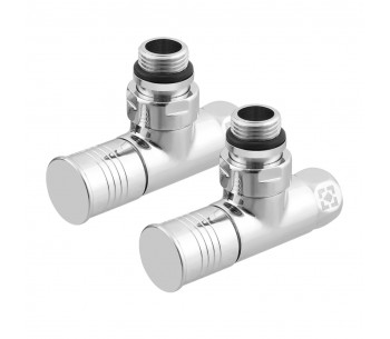 Комплект кутових радіаторних кранів з накидною гайкою і круглою ручкою RV2012-2034