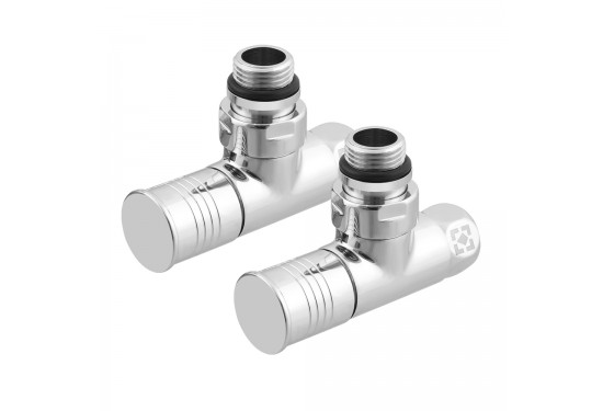 Комплект кутових радіаторних кранів з накидною гайкою і круглою ручкою RV2012-2034