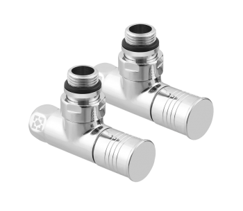 Комплект кутових радіаторних кранів з накидною гайкою і круглою ручкою RV2012-2034