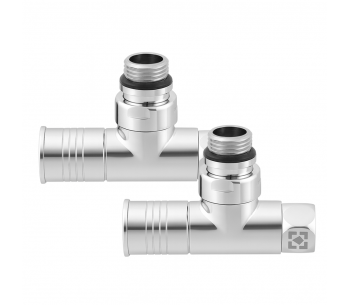 Комплект кутових радіаторних кранів з накидною гайкою і круглою ручкою RV2012-2034