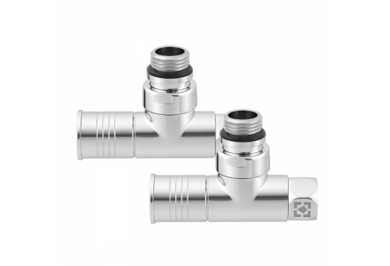 Комплект кутових радіаторних кранів з накидною гайкою і круглою ручкою RV2012-2034