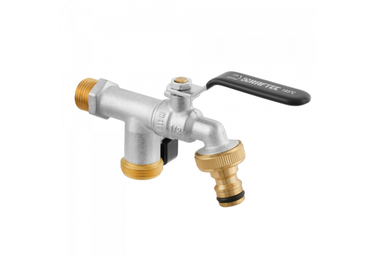 Кран подвійний поливальний кульовий RAFTEC BLACK KP0102 Кран подвійний поливальний кульовий RAFTEC BLACK KP0102