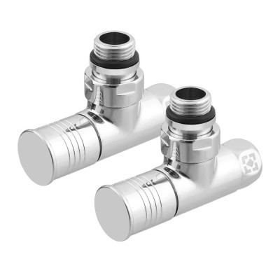 Комплект кутових радіаторних кранів з накидною гайкою і круглою ручкою RV2012-2034