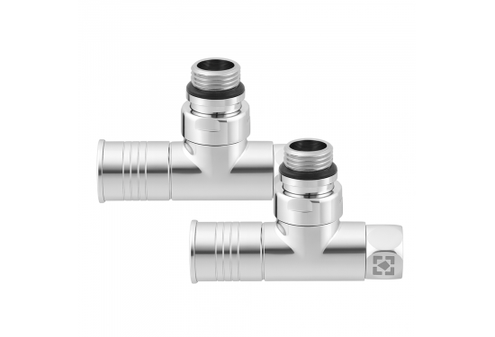 Комплект кутових радіаторних кранів з накидною гайкою і круглою ручкою RV2012-2034