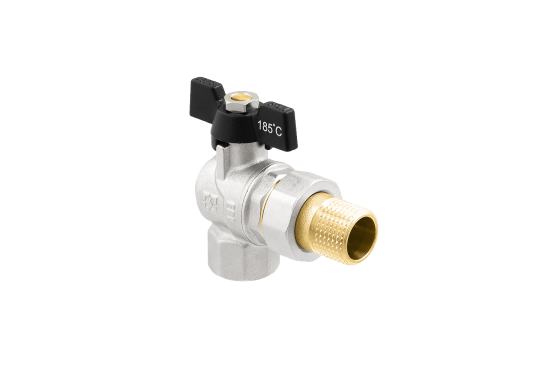 Кран кульовий кутовий з розбірним з'єднанням RAFTEC DRBS1-U-3-U