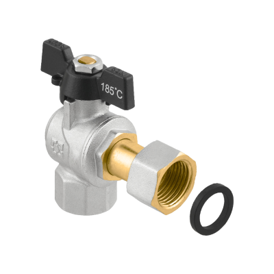 Кран кульовий кутовий RAFTEC BLACK з розбір. з'єднанням DRBZ1-2