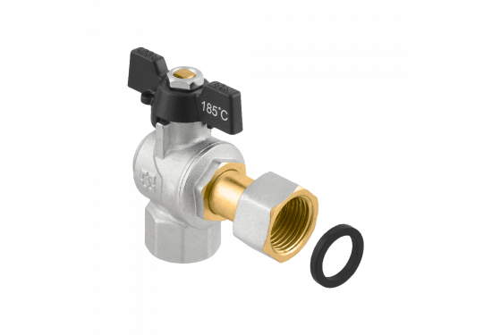 Кран кульовий кутовий RAFTEC BLACK з розбір. з'єднанням DRBZ1-2 Кран кульовий кутовий RAFTEC BLACK з розбір. з'єднанням DRBZ1-2