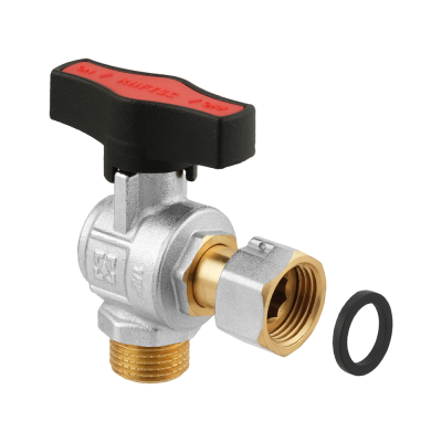 Кран кульовий кутовий з розбірним з'єднанням RAFTEC GOLD GRGA1-2