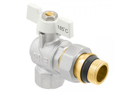 Кран кульовий кутовий з розбірним з'єднанням та антипротіканням RAFTEC WRBS1-3